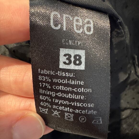 Crea Concept Textured Black One Button Jacket Women’s Size 38 Wool Blend Artsy - Picture 12 of 13